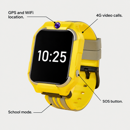 GPS and WiFi location, 4G video calls, SOS button and school mode