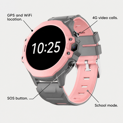 GPS and WiFi location, 4G video calls, SOS button and school mode
