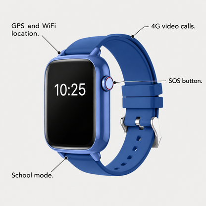 GPS and WiFi location, 4G video calls, SOS button and school mode