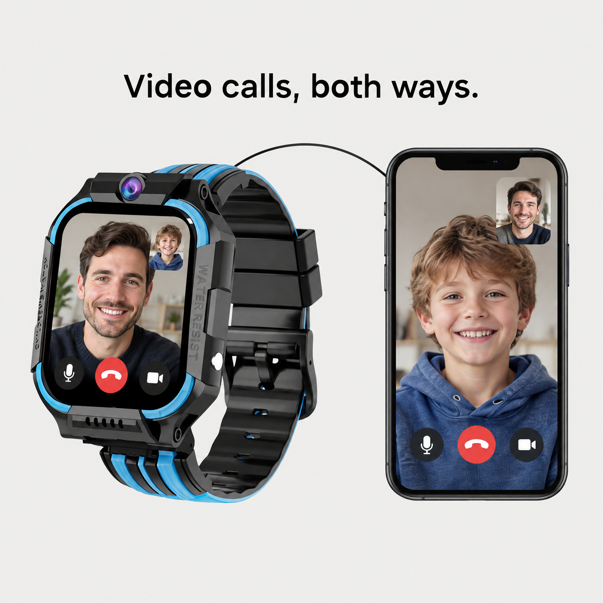 Video calls both ways between the watch and a parent's phone