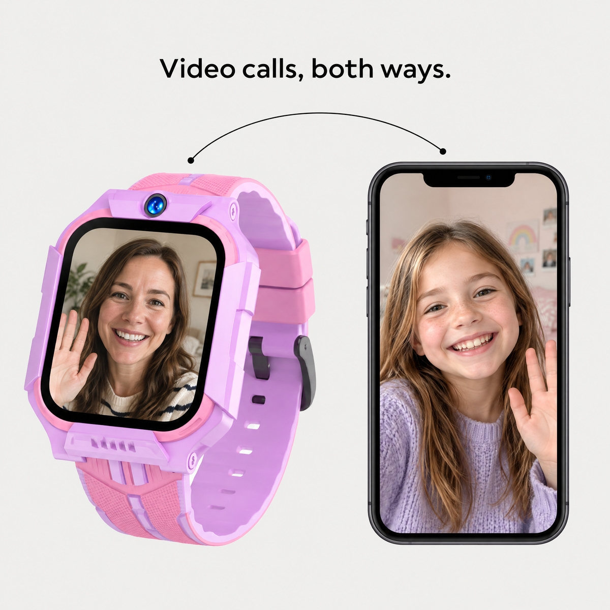 Video calls both ways between the watch and a parent's phone