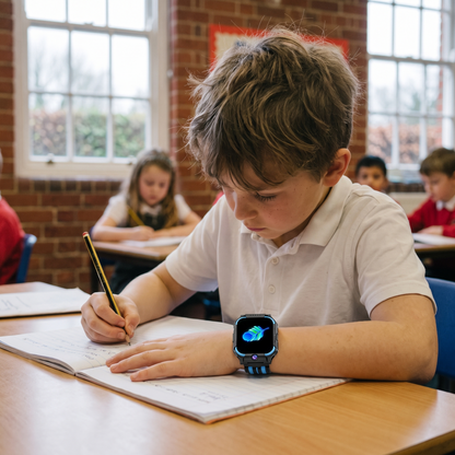 A child wearing the watch in a British primary classroom