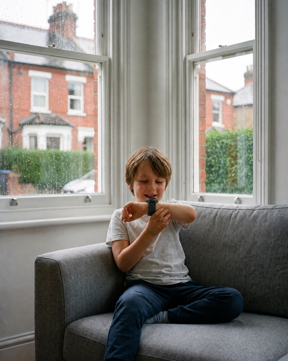 Child calling grandparents on a Solvi Active