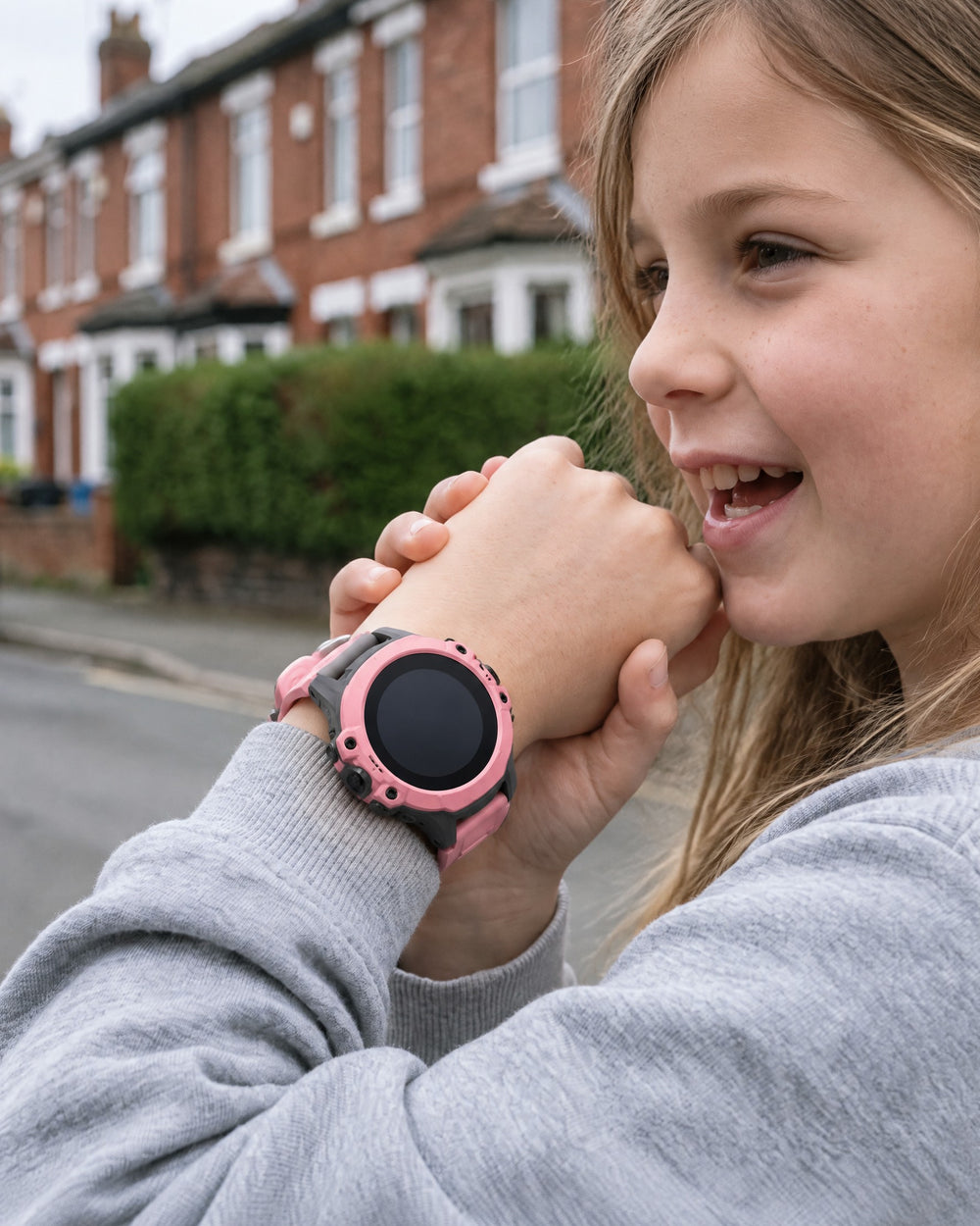 Child smiling at the Solvi Active on their wrist