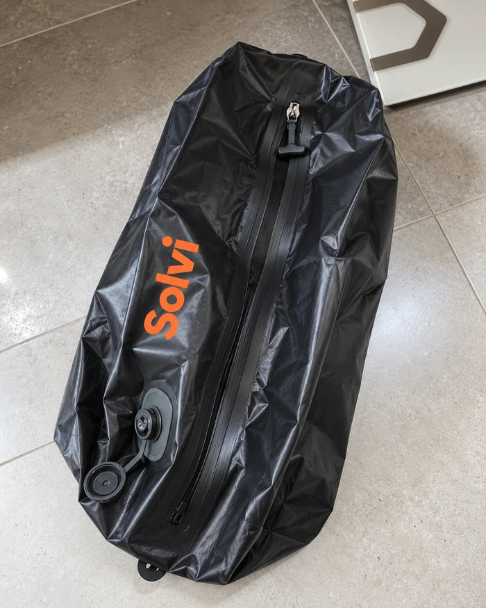 Packed Solvi ClickVac bag with the valve cap open