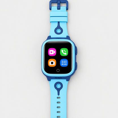 Solvi Max kids smartwatch in blue, flat lay with the strap open