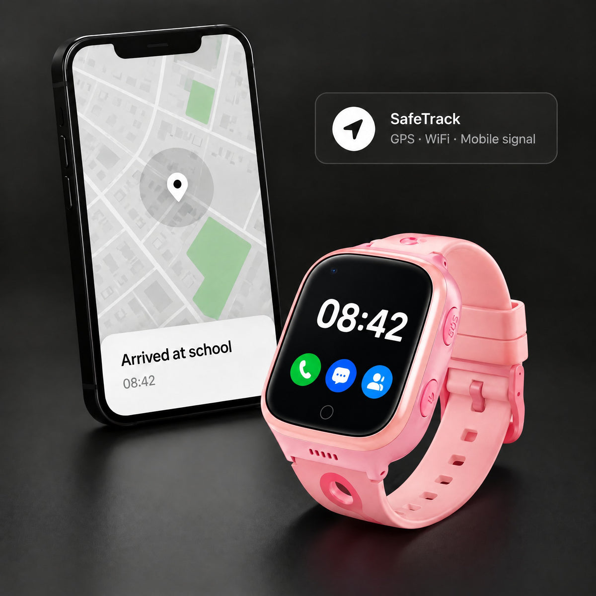 SafeTrack location in the parent app, next to the Solvi Max