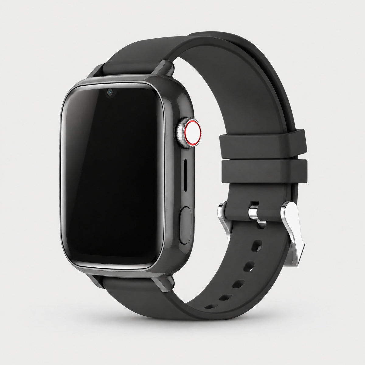 Solvi SE kids smartwatch in black, side view on a light grey background