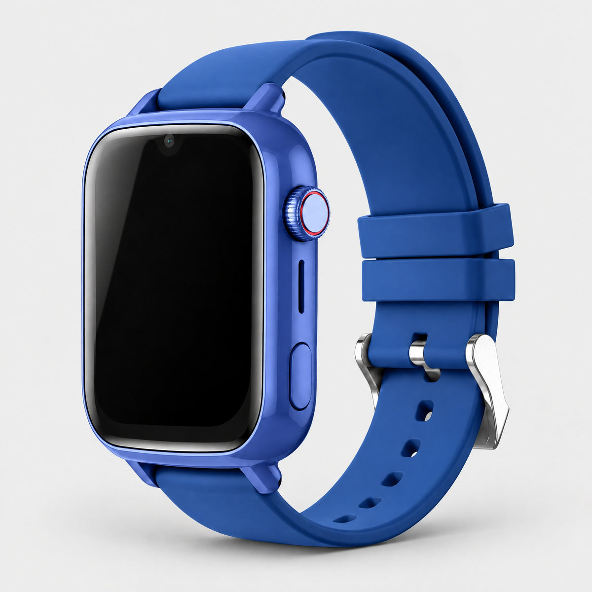 Solvi SE kids smartwatch in navy, side view on a light grey background