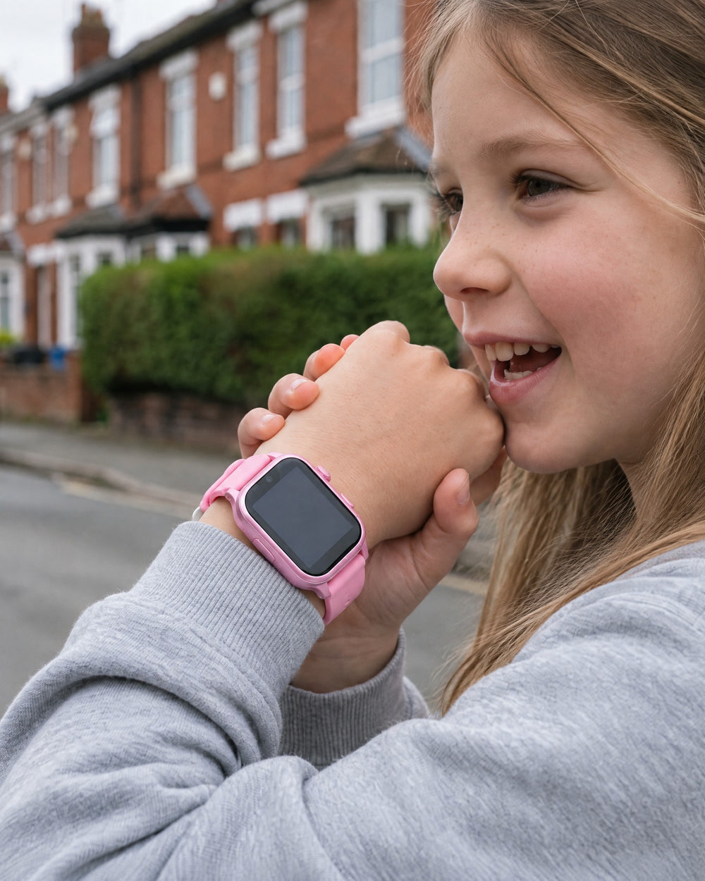 Child smiling at the Solvi SE on their wrist