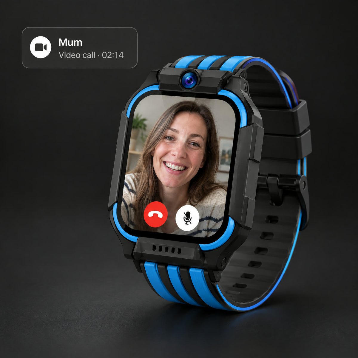 Solvi kids smartwatch on a video call with Mum