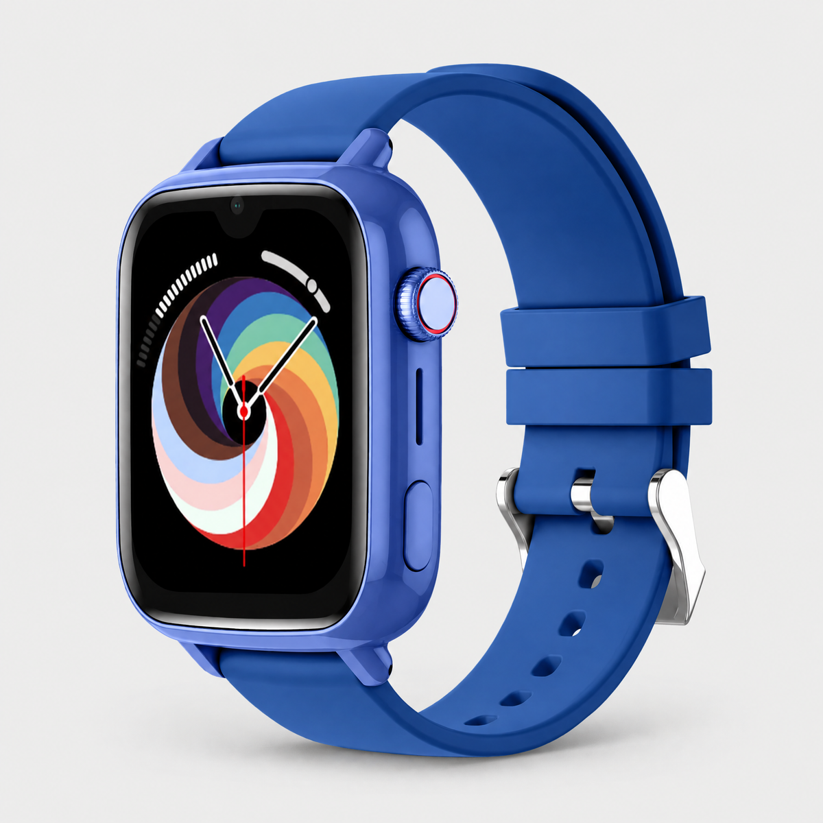 Solvi kids smartwatch in navy, front three-quarter view on a light grey background